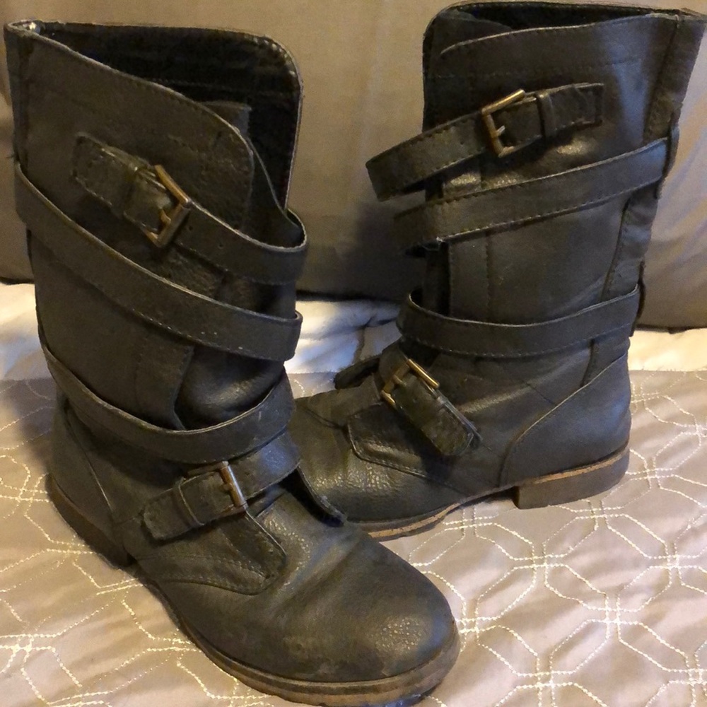Worn combat boots